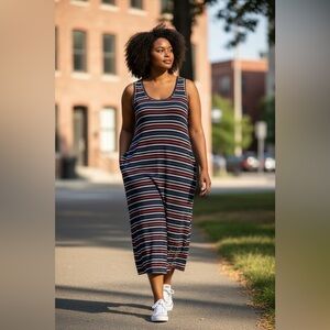 Lane Bryant LIVI Active Multicolor Stripe Racerback Maxi Dress - Size 18/20